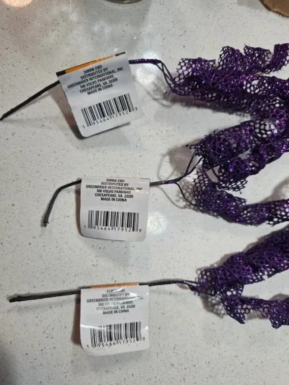 Purple glitter Halloween decorative picks, floral arrangement accessories